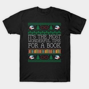 Books Reading Librarian Teacher Book Lovers Ugly Christmas T-Shirt